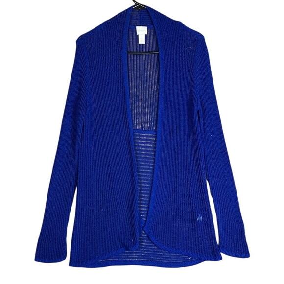 Chicos Womens Sweater Blue Cardigan Open Front Knitted Long Sleeve 1 (M) - Picture 1 of 11